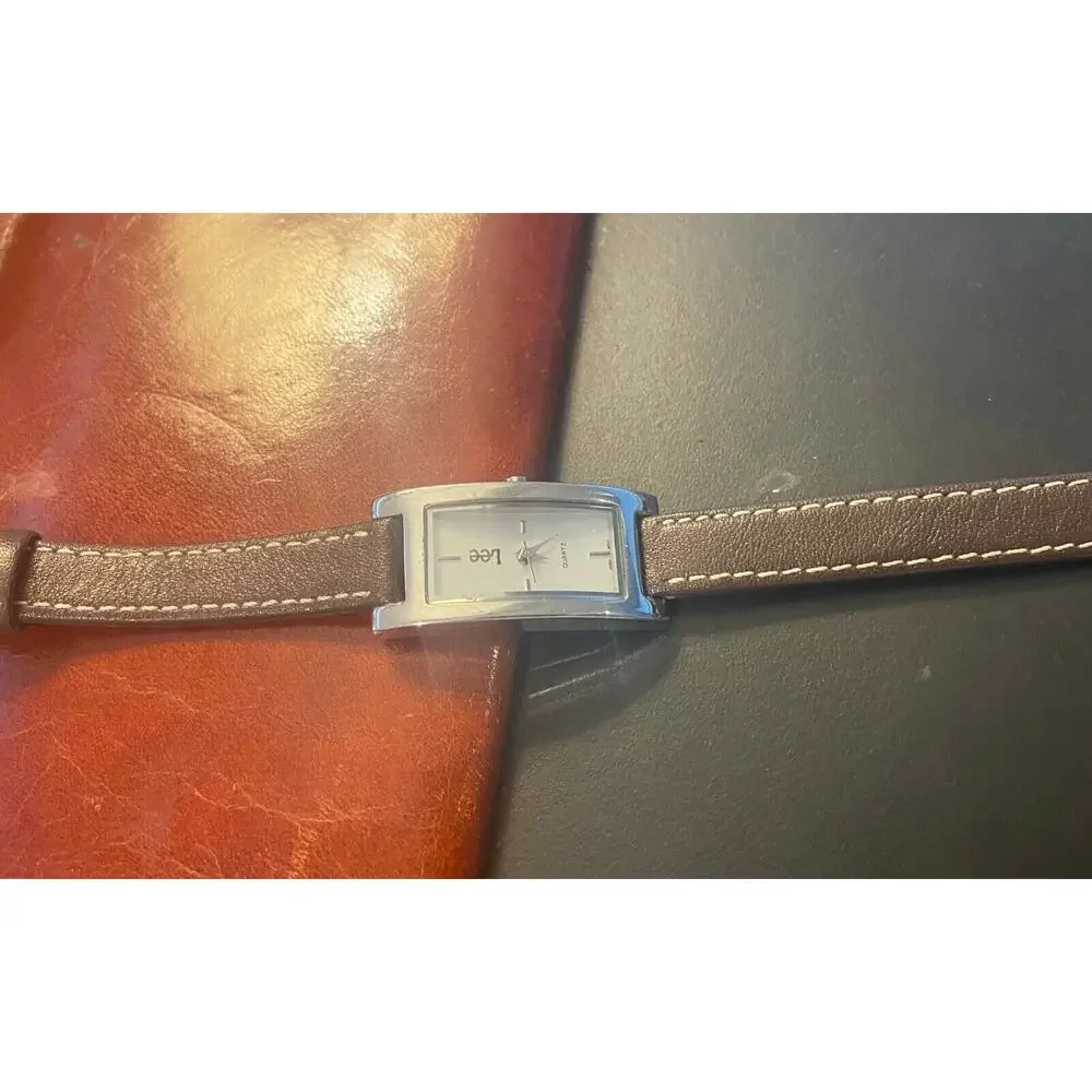 Women's 17mm silver Tone Lee Watch with Brown Leather Band